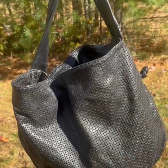 Furla Black Perforated Leather Hobo Bag - Women's Shoulder Tote - Picture 9 of 9